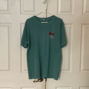 Comfort Colors Aqua Tee with Red Bow Accent